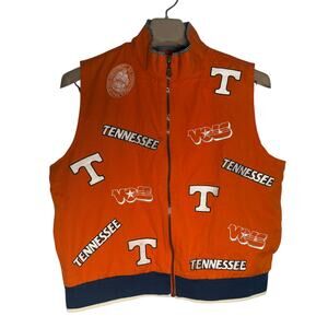 UT Vols Vest Orange White Blue Front Logos Size XL Cotton Full Zip Unisex Vntg
